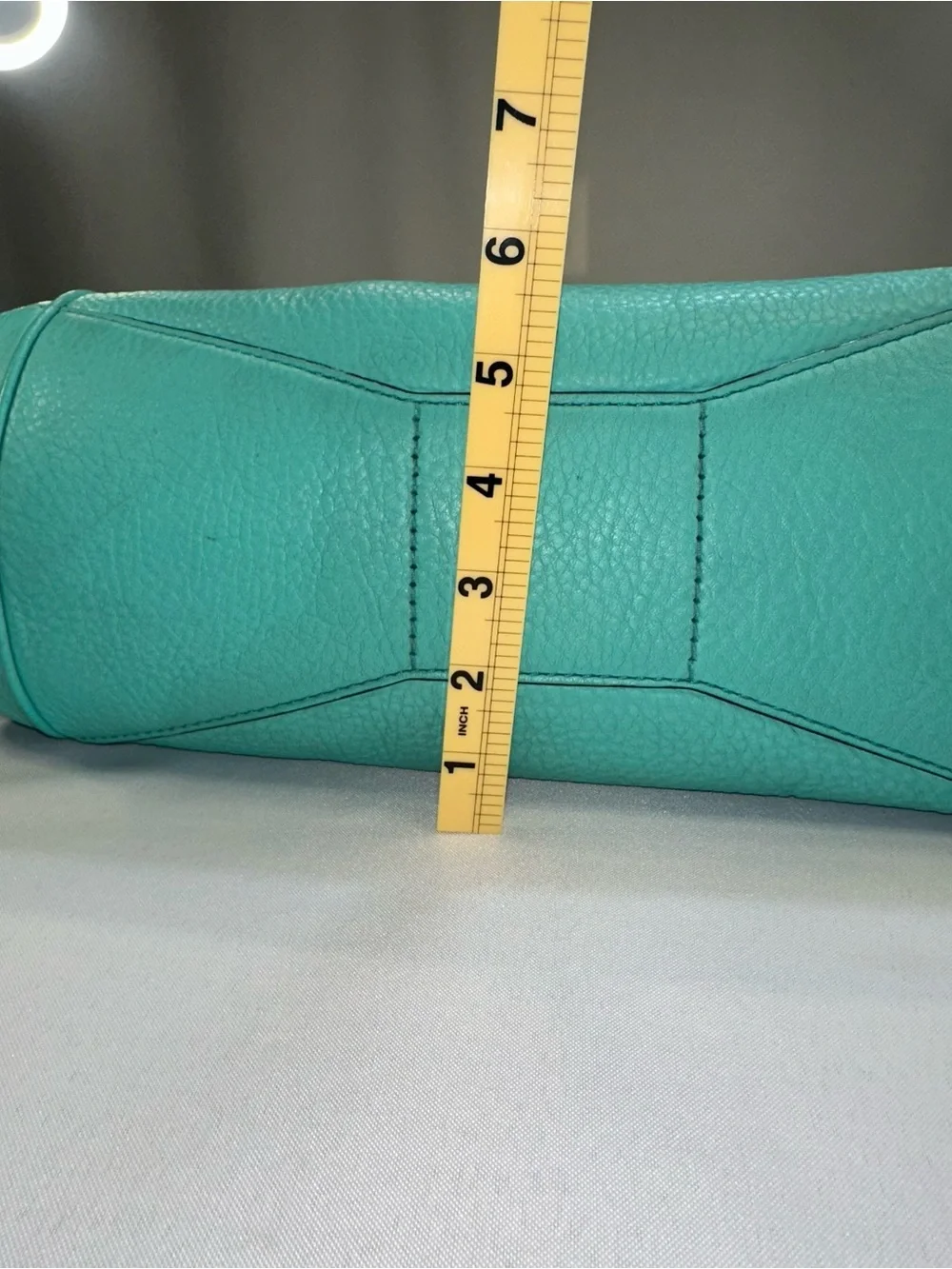 KATE SPADE Turquoise Satchel Purse Handbag Striped Interior Roomy